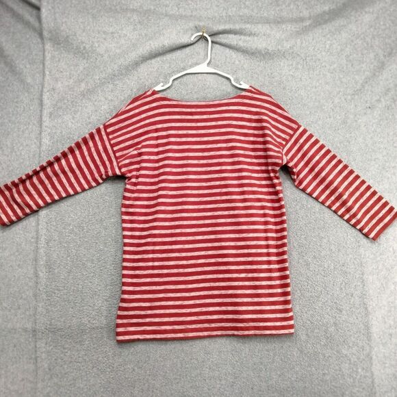 Madewell Cozy Slub Ted Striped Shirt Wmns Sz M Red Heathered Striped 3/4 Sleeve - Picture 9 of 12